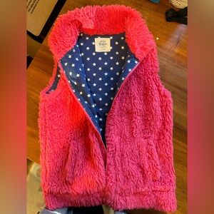 Mini Boden 11/12y furry pink with blue, white stars lining